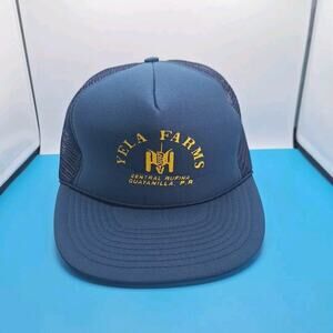 Vintage Yela Farms Guayanilla P.A Trucker Snapback Hat Cap Navy